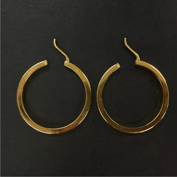 CELINE Gold Tone Hoop Earrings - Picture 6 of 8